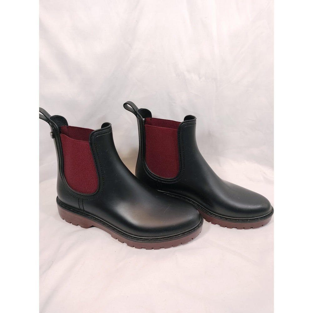 Igor Black Burgundy Chelsea Rain Boots Rubber Lug Sole Made in Spain